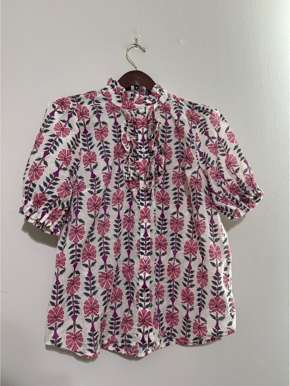 J.Crew Women's Floral Ruffle Front Button-Up Blouse Size Large [COPY]